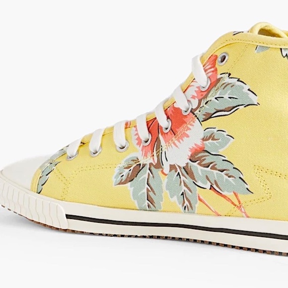 PALM ANGELS Appliquéd floral-print canvas high-top sneakers size 9 - Picture 4 of 5